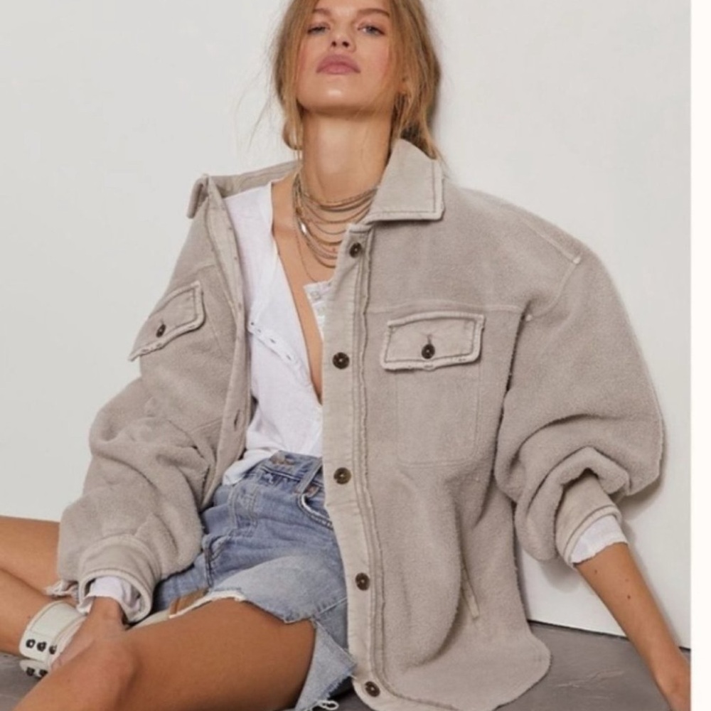 Free People Ruby Jacket Shacket Stone - image 1